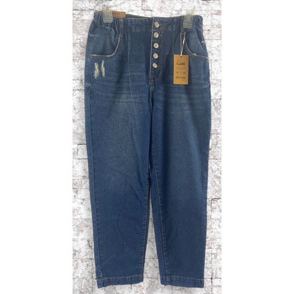Kensie Jeans Vintage Luxe The High Rise Barrel Button Front Jean Size 4/27 NWT - Picture 1 of 10